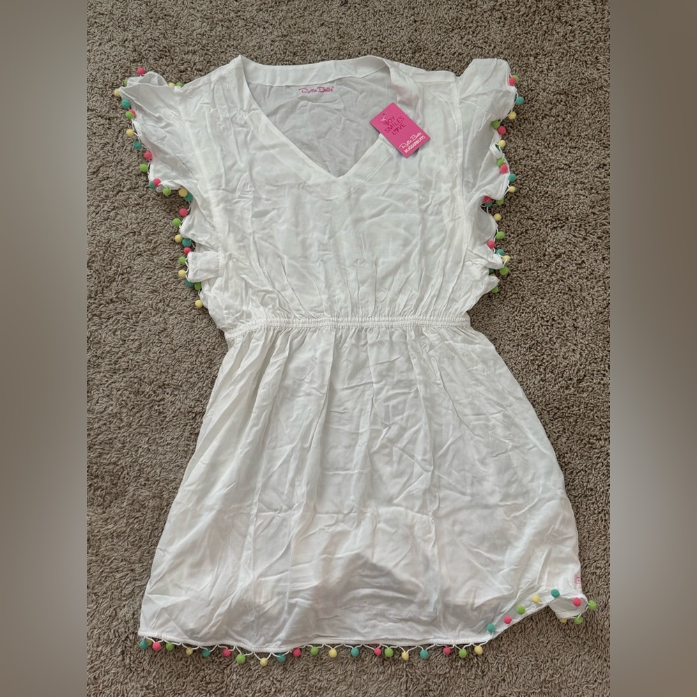 RuffleButts White Pom Pom Butterfly Cover-Up NWT - Picture 4 of 5
